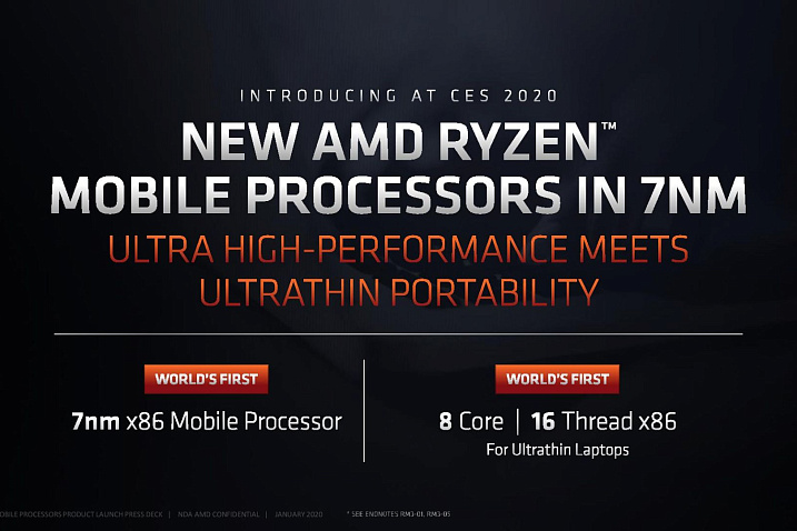 CES 2020: AMD анонсировала мобильные процессоры Ryzen 4000 Renoir