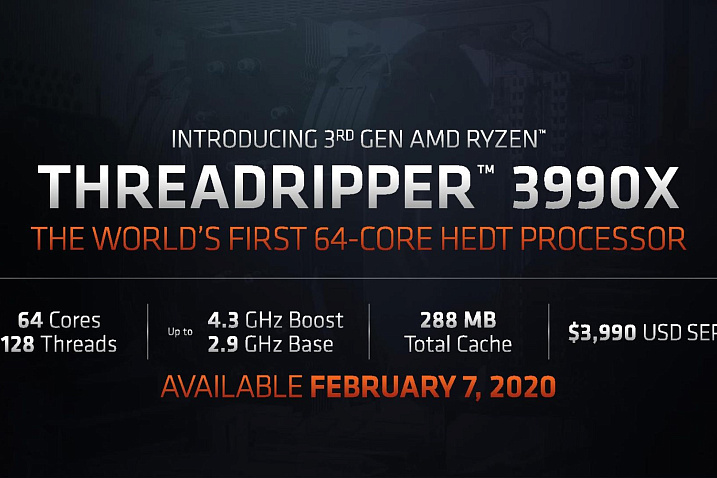 CES 2020: AMD Ryzen Threadripper 3990X за $3990 производительней двух Intel Xeon Platinum 8280 за $20.000