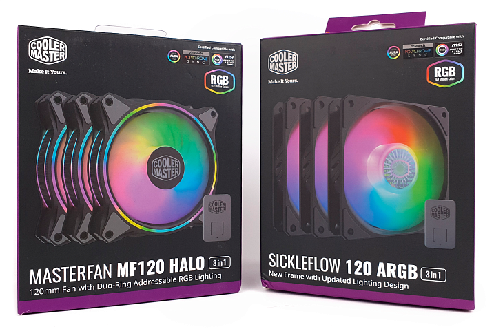 Обзор и тест 2 комплектов вентиляторов Cooler Master: MasterFan MF120 Halo и SickleFlow 120 ARGB