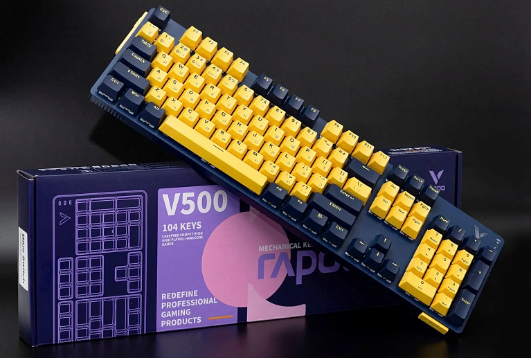 Обзор клавиатуры Rapoo V500PRO Yellow Blue