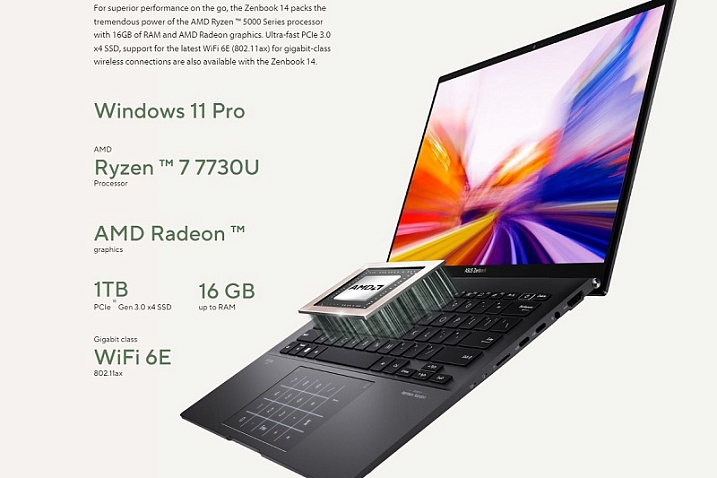ASUS Zenbook 14 обзаведется конфигурацией с AMD Ryzen 7 7730U